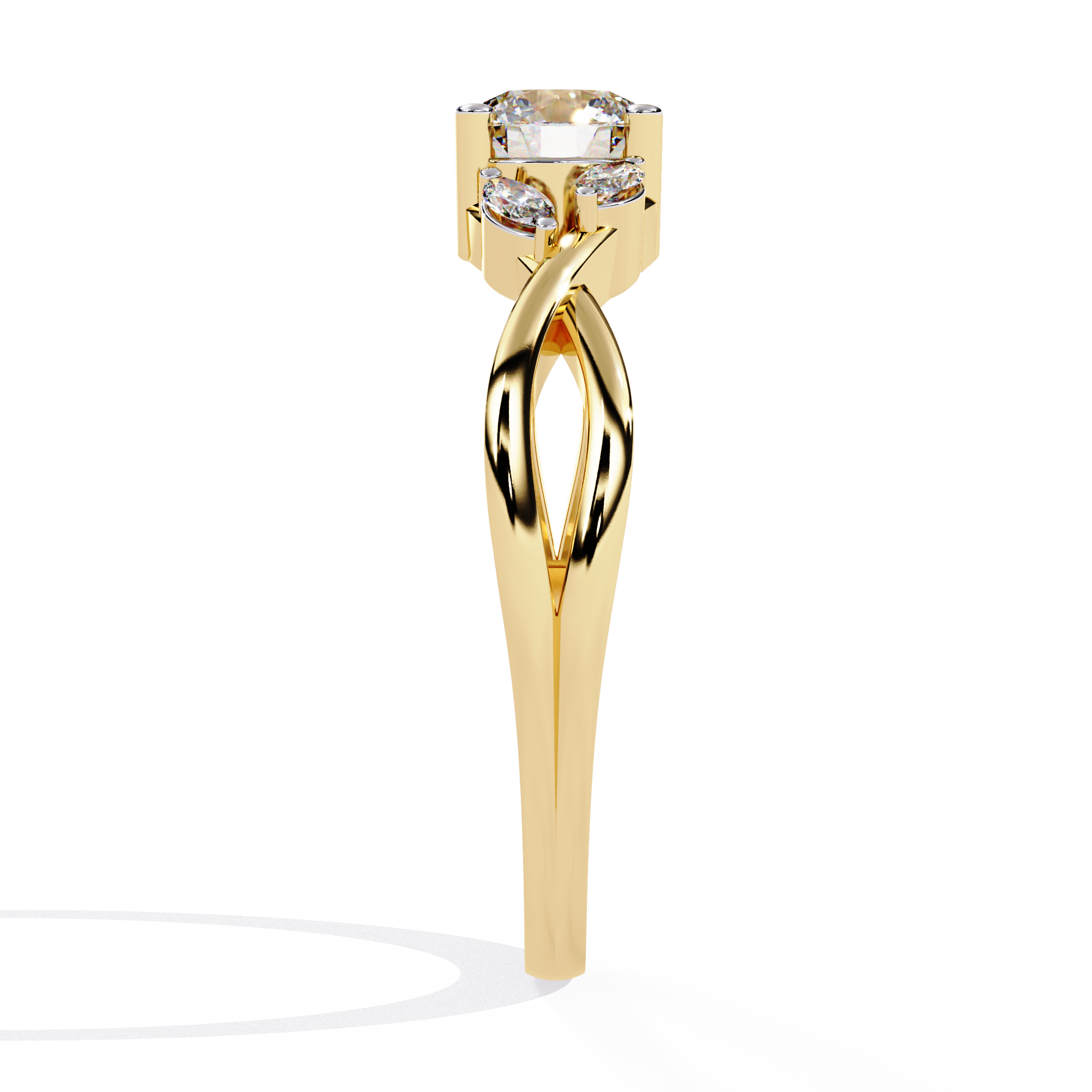 Solitairekart – 0.56 ct Infinity Twist Lab Diamond Ring 14K Yellow Gold